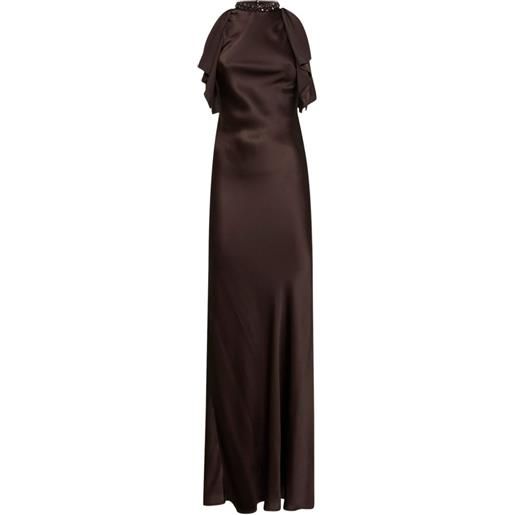 Alina abito lungo con cristalli - marrone