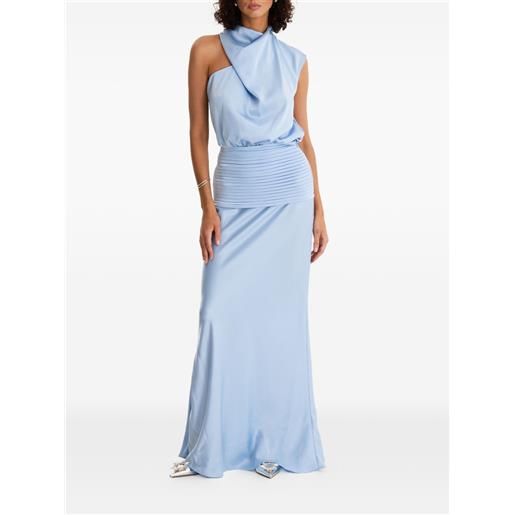 MOOS STUDIO one-shoulder pleated-detail maxi dress - blu