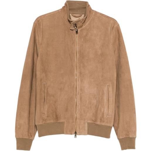 Boglioli bomber in pelle scamosciata con zip - marrone