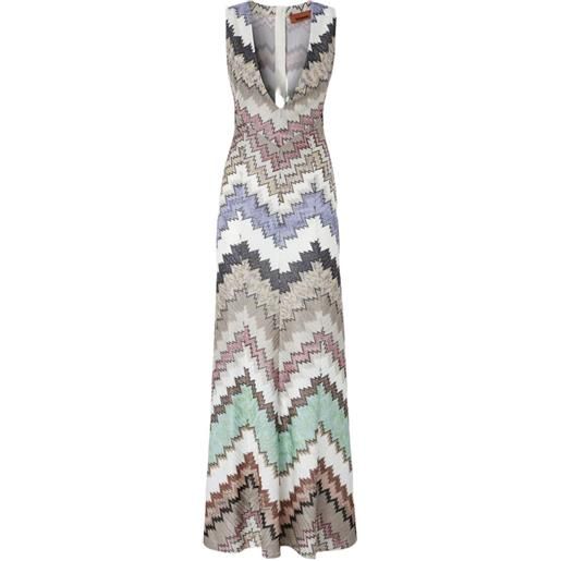Missoni abito lungo con scollo a v - marrone