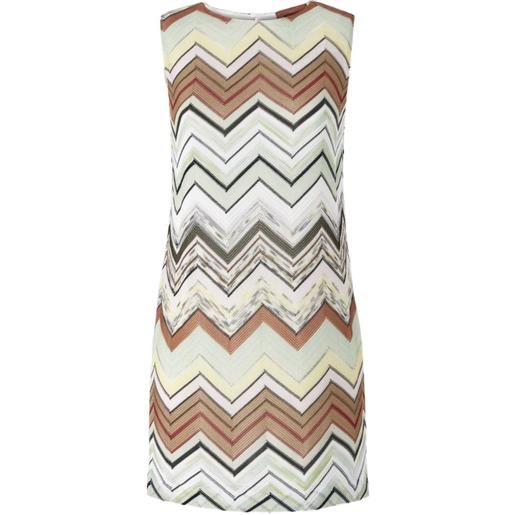 Missoni abito corto smanicato con motivo a zigzag - verde