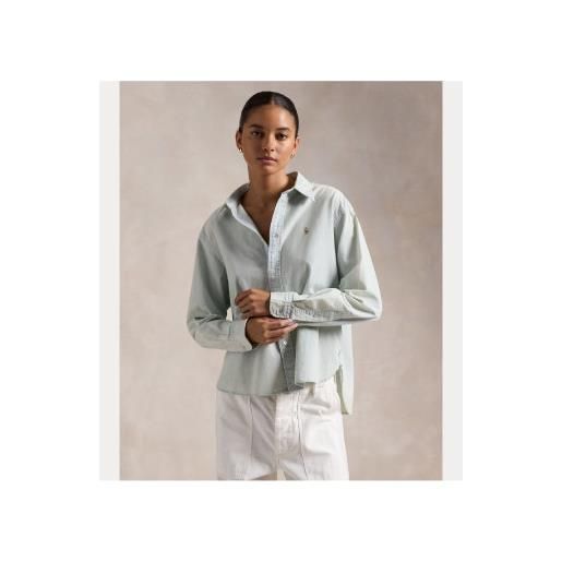 Polo Ralph Lauren per donna. 211891420001 camicia verde corta e squadrata [3310376], casual, cotone, manica lunga