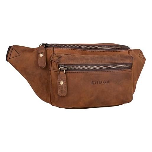 STILORD "portland" marsupio pelle uomo donna vintage capiente da cintura in vero cuoio marsupio a tracolla colore: seppia - marrone