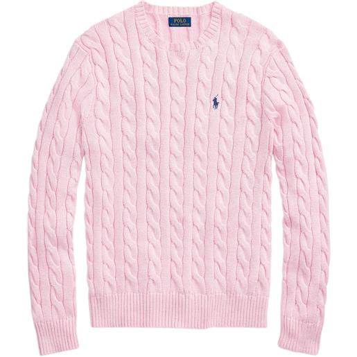 Polo Ralph Lauren maglione girocollo in maglia a trecce - rosa
