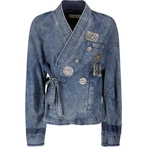 Hui Hui giacca denim con decorazione - blu