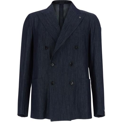 Tagliatore blazer denim doppiopetto - blu
