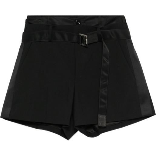 sacai shorts a vita alta - nero
