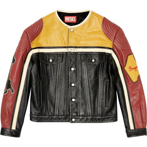 Diesel giacca l-coug-20th in pelle - nero