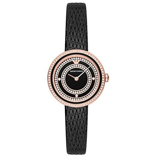 Emporio Armani orologio donna, movimento a due lancette, cassa in acciaio 30 mm con cinturino in pelle pro-planet, ar11493