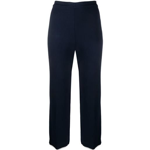 TWINSET pantaloni crop con decorazione di perle - blu