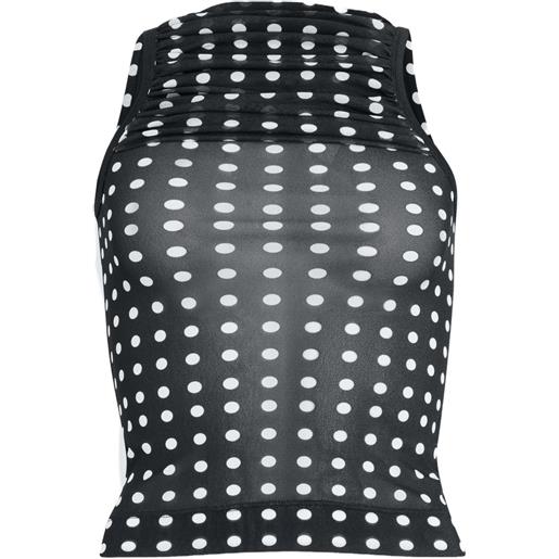Patou top a pois con ruches - nero