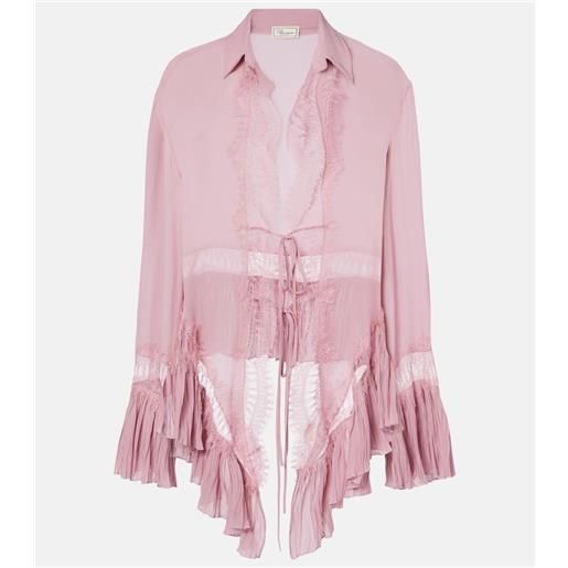 Blumarine camicia in georgette con pizzo