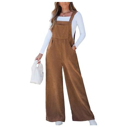CUPSHE tuta da donna in velluto a coste con scollo quadrato, gamba larga, senza maniche, salopette casual per autunno e inverno, blu navy, m