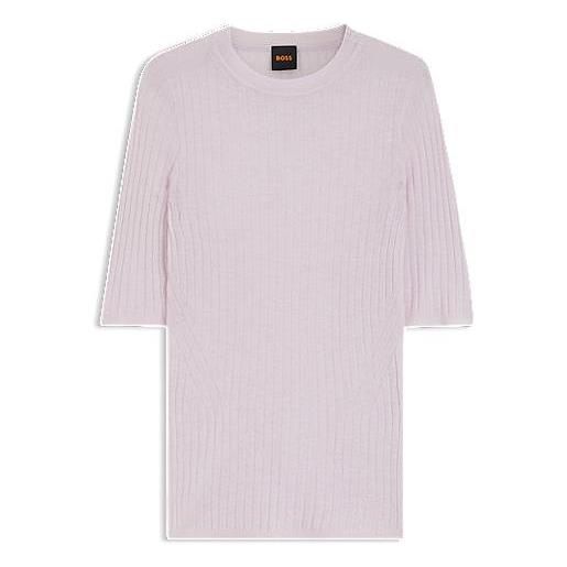 BOSS maglione in misto lana con maglia a coste, luce viola