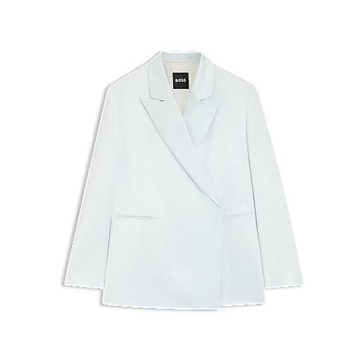BOSS blazer relaxed fit in satin con chiusura nascosta, celeste