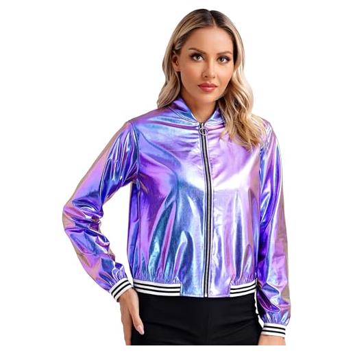 Giacca Aviatore Pilota Casual Giacca Bomber In Raso Nero LCDIUDIU Per Donna - Leggera, Maniche Lunghe, Stile Aviatore Casual E Sportivo Giacca Leggera Primavera Estate