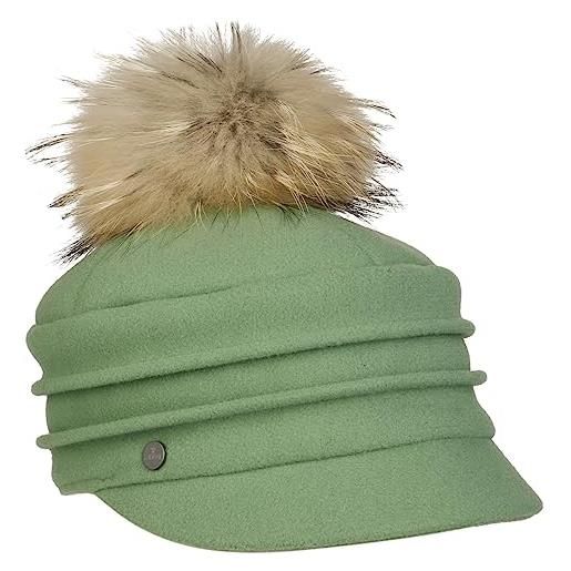 LIERYS berretto newsboy con pompon valuvia donna - made in italy cappello invernale cappellino da berretti visiera inverno autunno/inverno - taglia unica verde chiaro
