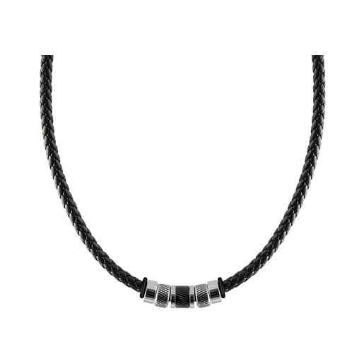 Collana in pelle intrecciata in acciaio inossidabile; collana