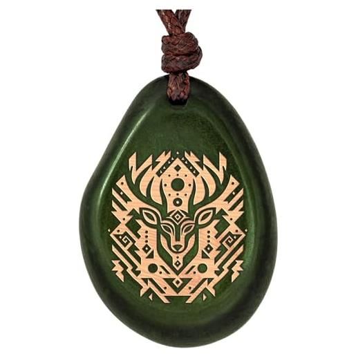 Avalaya Collana Lunga Con Grande Ciondolo Geometrico In Legno Nero E Rosso – Gioiello Etnico Regolabile
