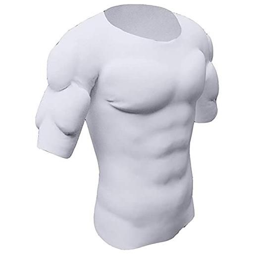 LGWG camicia muscolare imbottita da uomo, maglietta da uomo con addome finto, top da uomo con finto petto muscolare, maglietta a maniche corte traspirante, morbida, per travestimento, invisibile, a