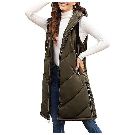 ORANDESIGNE Gilet Donna Lungo Smanicato Leggero Giacca con Cappuccio