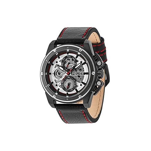 Police Orologio Uomo Raho PEWJA0005501 – Quarzo, Cassa Acciaio 44mm, Cinturino Pelle, Impermeabile 5 Bar