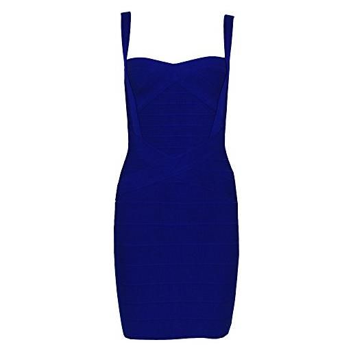 HLBandage women's spaghetti strap solid mini rayon bandage dress(m, blu marino)