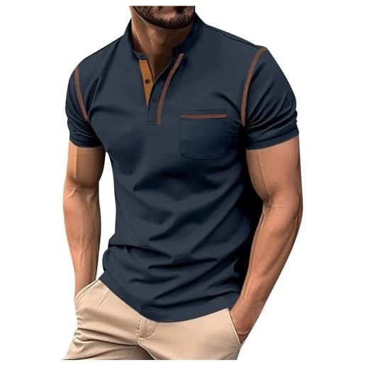 Classic Series - Camicia a maniche corte a righe blu navy e nere