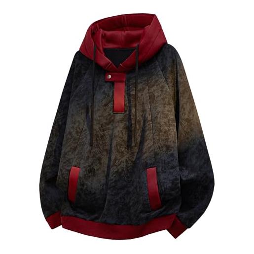 GURUNVANI felpa unisex con cappuccio vintage a blocchi di colore, vestibilità larga, pullover tie dye, bianco, small