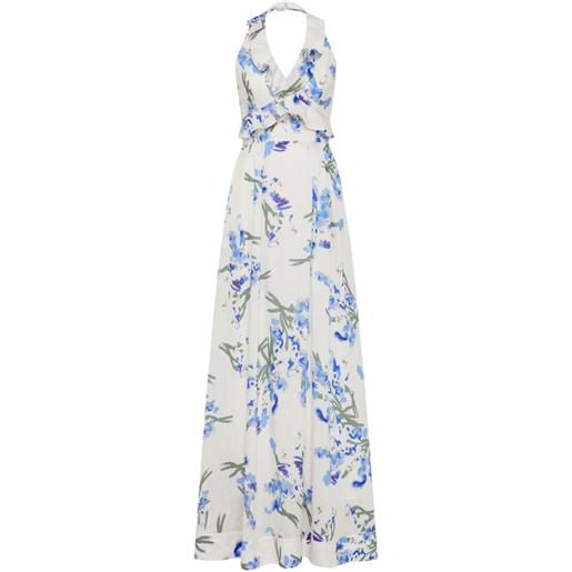 Rebecca Vallance abito lungo bluebell meadow a fiori - bianco