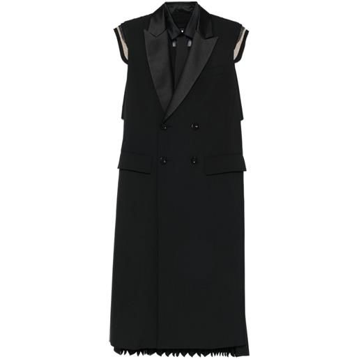 sacai abito midi doppiopetto smanicato - nero