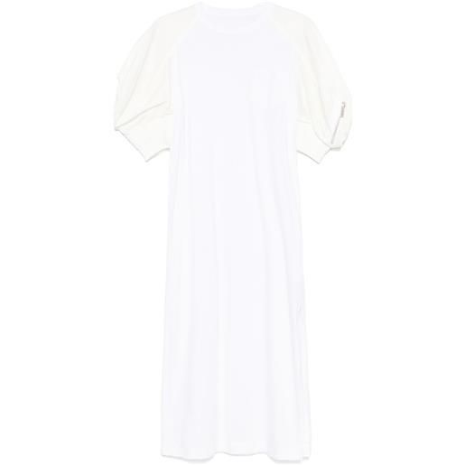 sacai abito midi in popeline - bianco