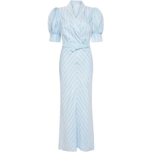 Rebecca Vallance abito midi con cintura e maniche a palloncino - blu