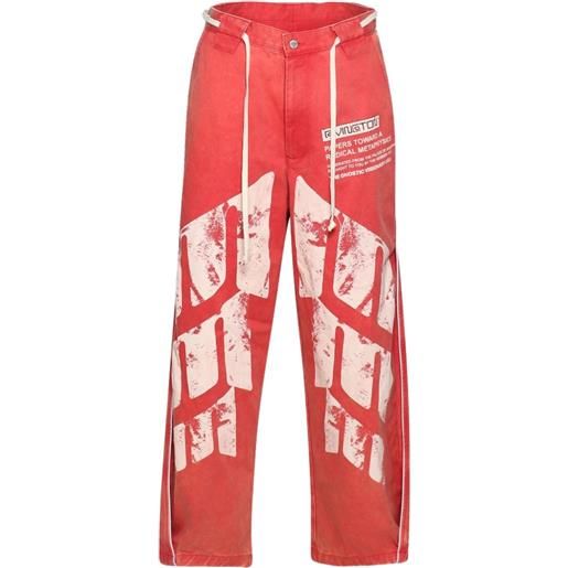 RRR123 pantaloni con stampa - rosso