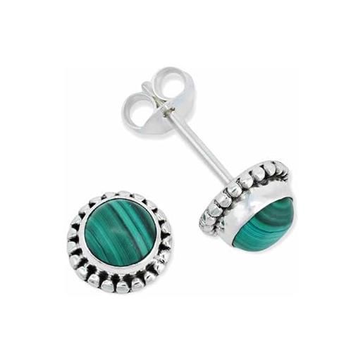 Orecchini A Cerchio In Argento 925 Con Malachite – 22mm – Design Originale