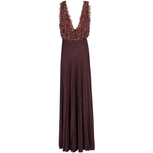 ELISABETTA FRANCHI abito red carpet in tulle e jersey con cristalli - abr1957e2 - merlot
