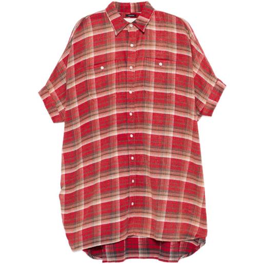 R13 chemisier corto a quadri - rosso