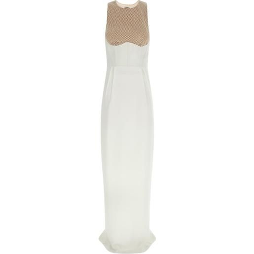 Elisabetta Franchi abito lungo red carpet smanicato - bianco