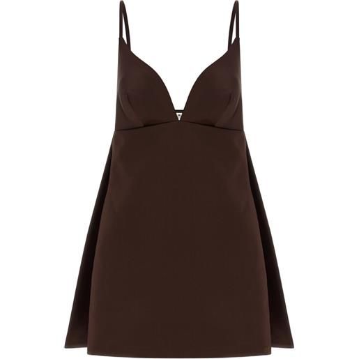Elisabetta Franchi abito corto duchesse con scollo a v - marrone