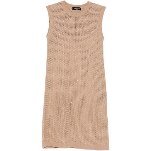 Fabiana Filippi open-knit sleeveless mini dress - toni neutri