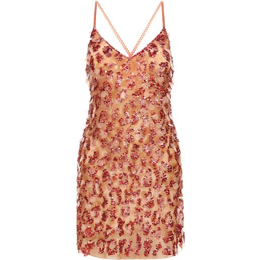 Roberto Cavalli abito corto con paillettes - rosso