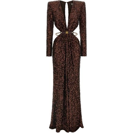 Elisabetta Franchi abito da sera con scollo a v - marrone