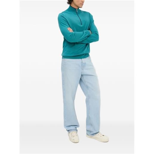 PS Paul Smith top a collo alto con mezza zip - blu