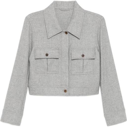 N.Peal giacca crop in cashmere - grigio