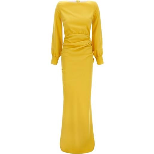 Elisabetta Franchi abito lungo red carpet imbottito - giallo