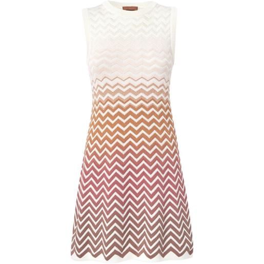 Missoni abito corto smanicato con motivo chevron - bianco