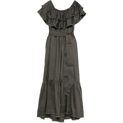 P.A.R.O.S.H. abito lungo con cintura - grigio