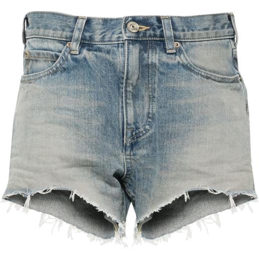 Balenciaga shorts corti denim con vita media - blu