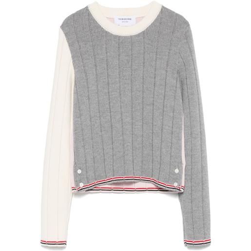 Thom Browne maglione a coste in lana vergine - grigio