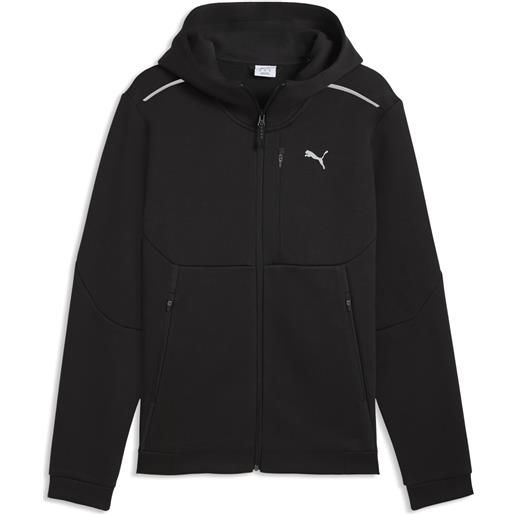 PUMA felpa con zip integrale e cappuccio PUMAtech da uomo, abbigliamento, nero, s